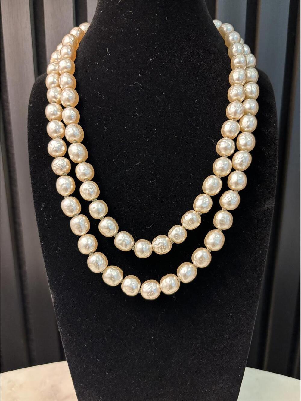 Elegant Double Strand Faux Pearl Necklace
